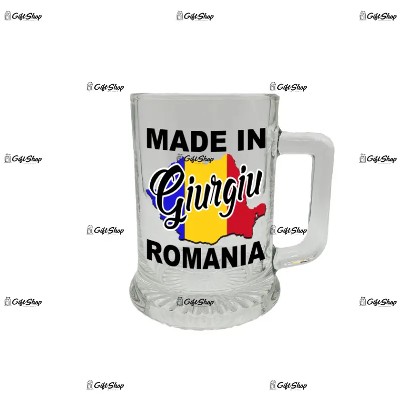Made in giurgiu romania, halba cu mesaj